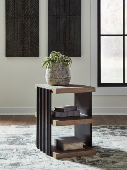 Rylandyn - Rectangular End Table - Black / Light Brown - Hornell Furniture Outlet