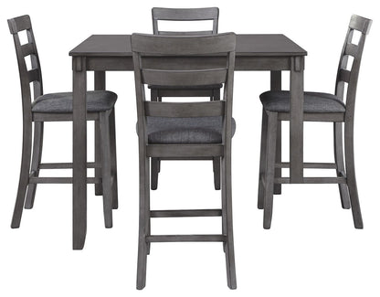 Bridson - Gray - Square Counter TBL Set (Set of 5) - Hornell Furniture Outlet