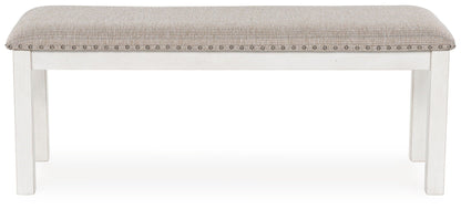 Robbinsdale - Antique White - Large Upholstered Dining Room Bench - Hornell Furniture Outlet
