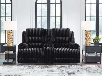 Rhine Falls - Onyx - Double Reclining Power Loveseat With Console - Hornell Furniture Outlet