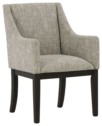 Burkhaus - Beige / Dark Brown - Dining UPH Arm Chair (Set of 2) - Hornell Furniture Outlet