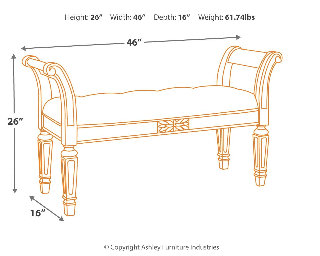 Realyn - Antique White - Accent Bench - Hornell Furniture Outlet