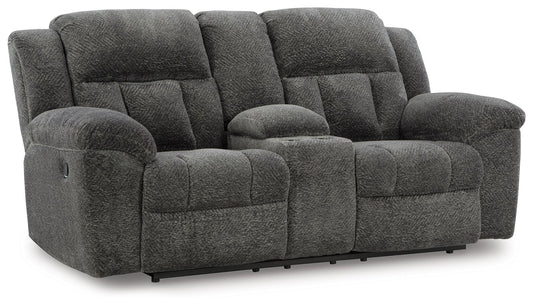 Frohn - Dbl Reclining Loveseat With Console - Hornell Furniture Outlet