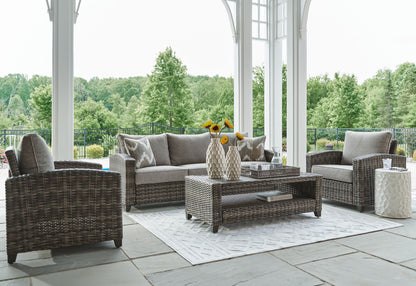Oasis Court - Gray - Sofa, Chairs, Table Set (Set of 4) - Hornell Furniture Outlet