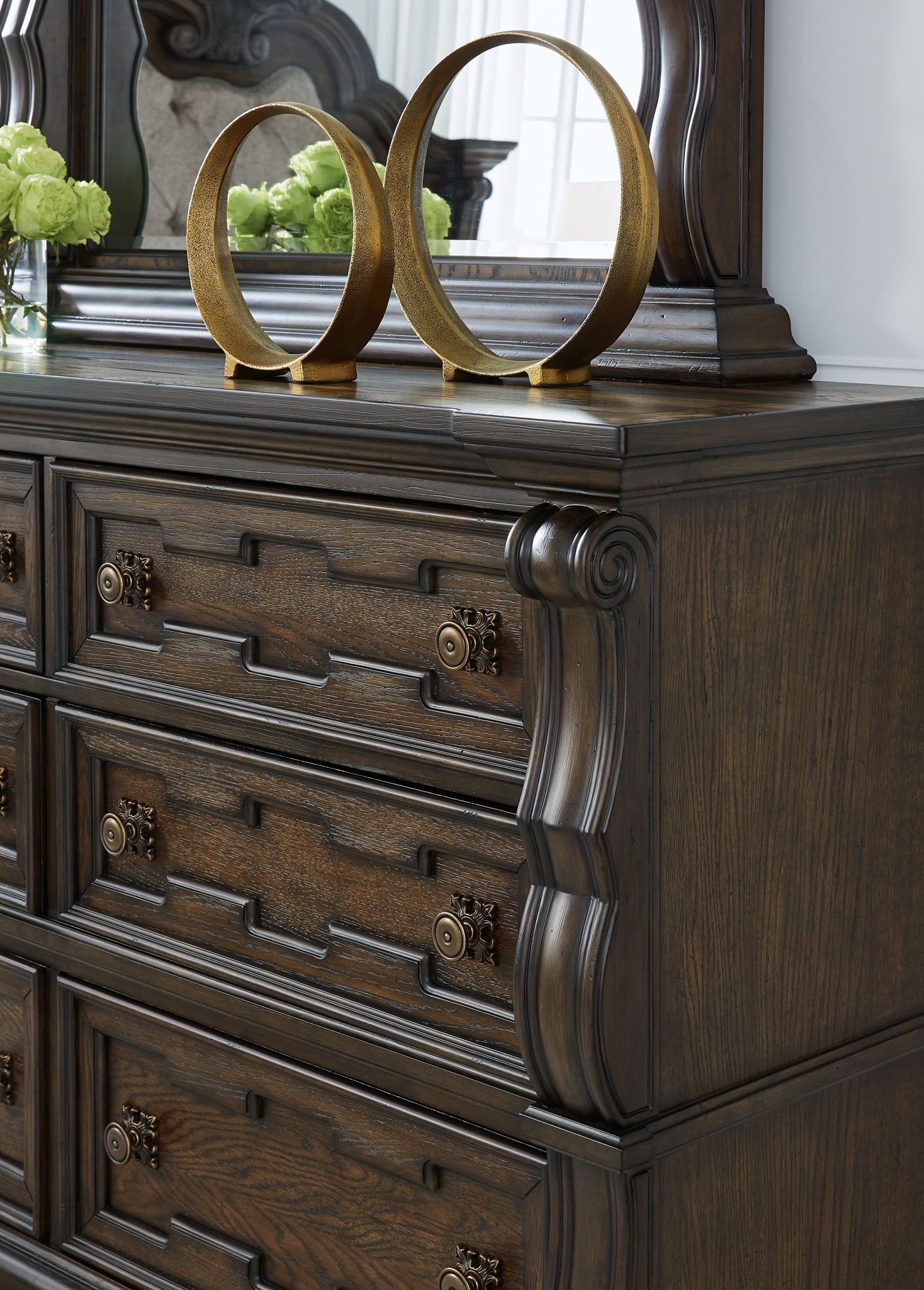 Maylee - Dark Brown - Dresser And Mirror - Hornell Furniture Outlet