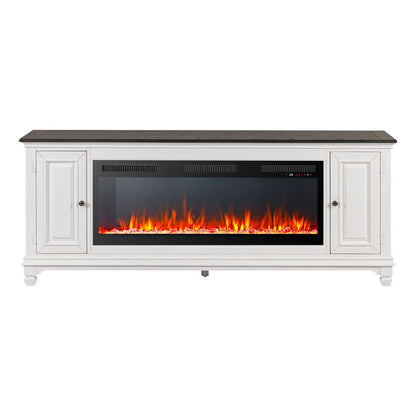 Fireplace TV Consoles - 417 80" Console With Fire FTS - White - Hornell Furniture Outlet