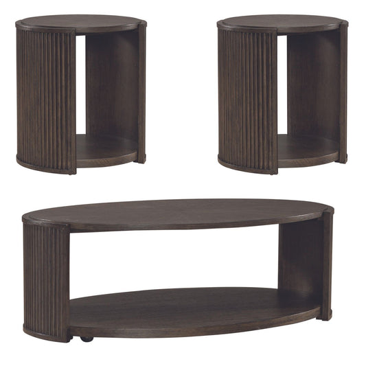 City View - 3 Piece Table Set (1 Cocktail 2 Round End Tables) - Coffee Bean - Hornell Furniture Outlet