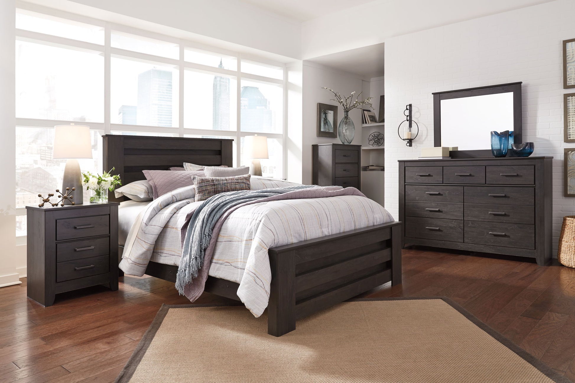 Brinxton - Charcoal - Five Drawer Chest - Hornell Furniture Outlet