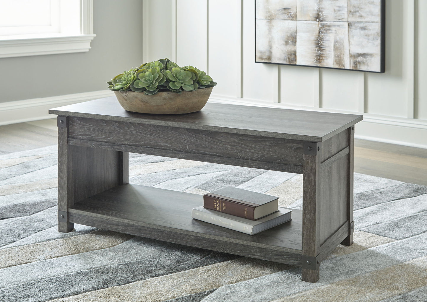 Freedan - 3 Pc. - Coffee Table, 2 End Tables - Grayish Brown - Hornell Furniture Outlet