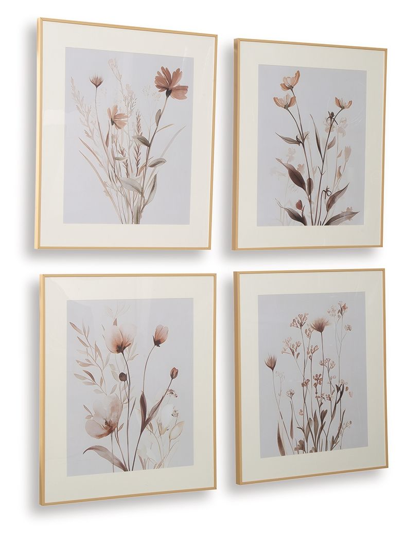Chettings - Beige / Gray / Blush - Wall Art Set (Set of 4) - Hornell Furniture Outlet