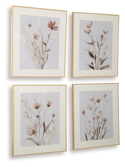 Chettings - Beige / Gray / Blush - Wall Art Set (Set of 4) - Hornell Furniture Outlet