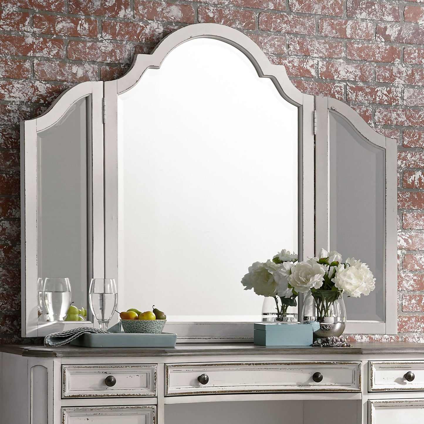 Magnolia Manor - Vanity Mirror - White - Hornell Furniture Outlet