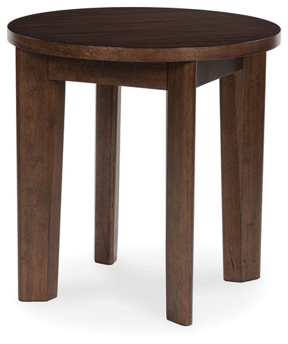 Korestone 2 - Dark Brown - Round End Table - Hornell Furniture Outlet
