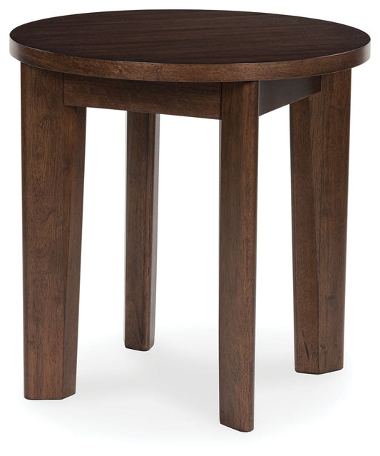 Korestone 2 - Dark Brown - Round End Table - Hornell Furniture Outlet