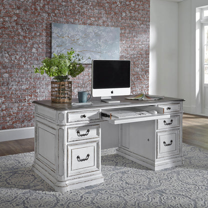 Magnolia Manor - 5 Piece Home Office Set (Complete Desk) - White - Hornell Furniture Outlet