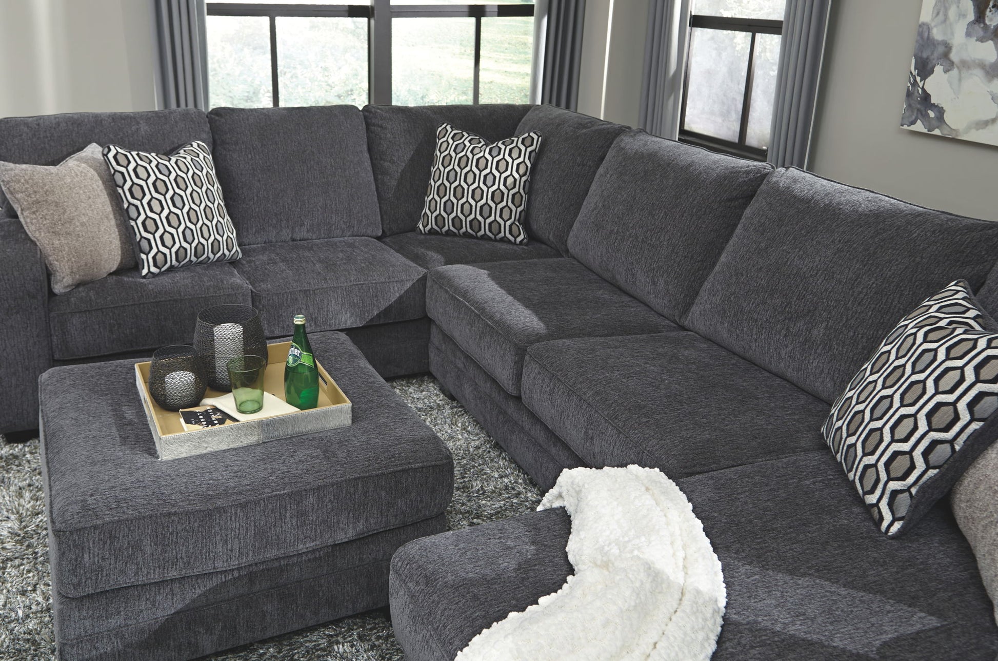 Tracling - Slate - Oversized Accent Ottoman - Hornell Furniture Outlet