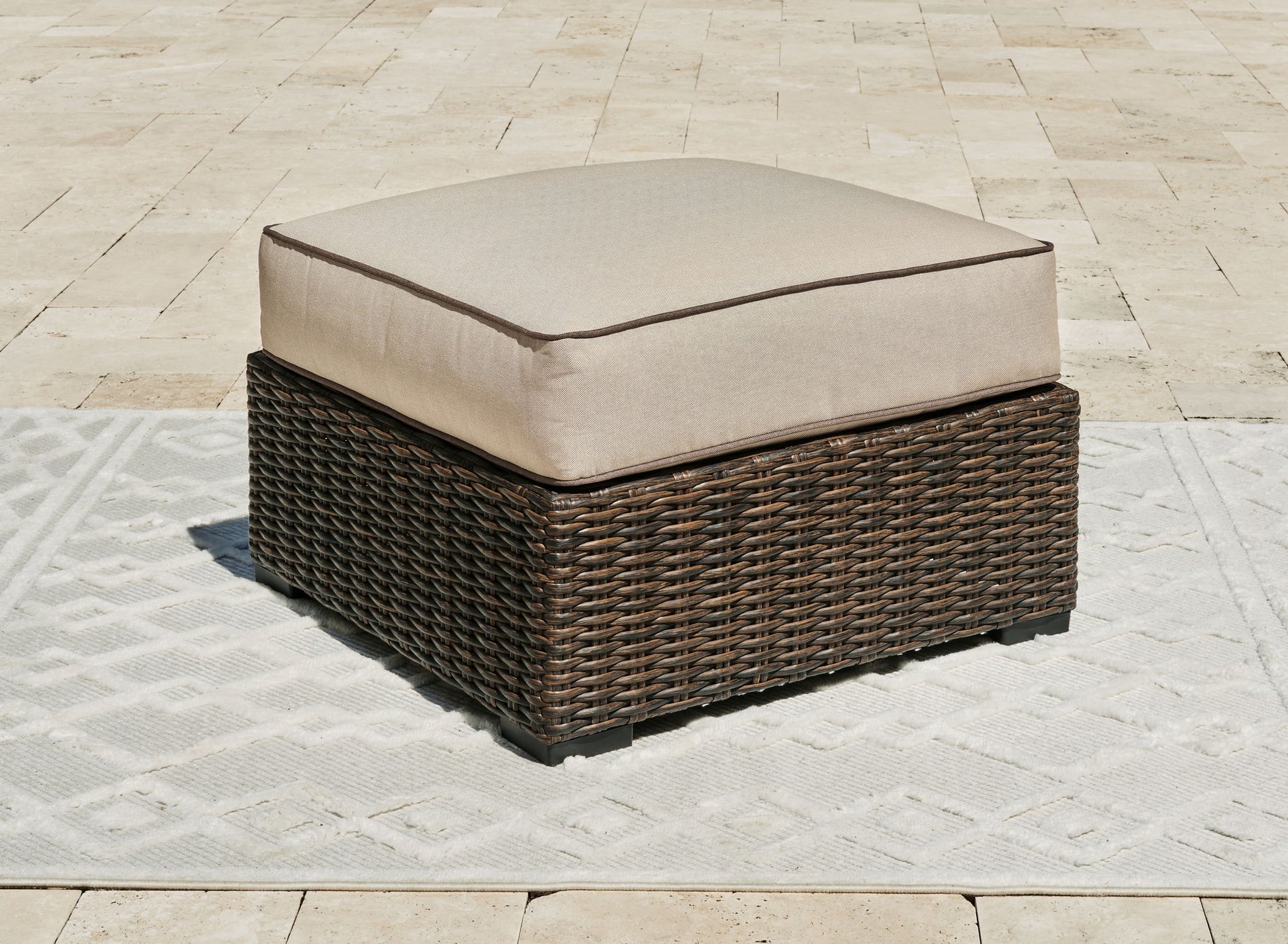 Coastline Bay - Brown - Ottoman With Cushion - Hornell Furniture Outlet