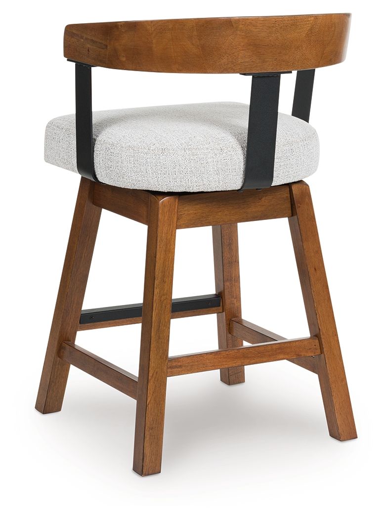 Ralene - Medium Brown - Upholstered Swivel Barstool (Set of 2) - Hornell Furniture Outlet