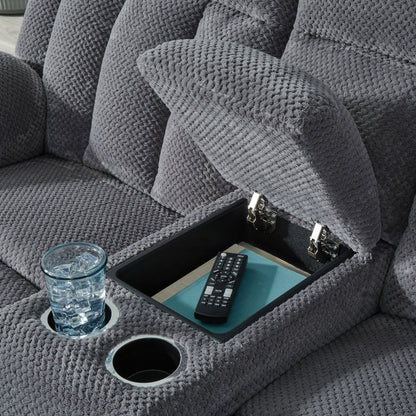 Observation - Steel - Double Reclining Power Loveseat With Console - Hornell Furniture Outlet