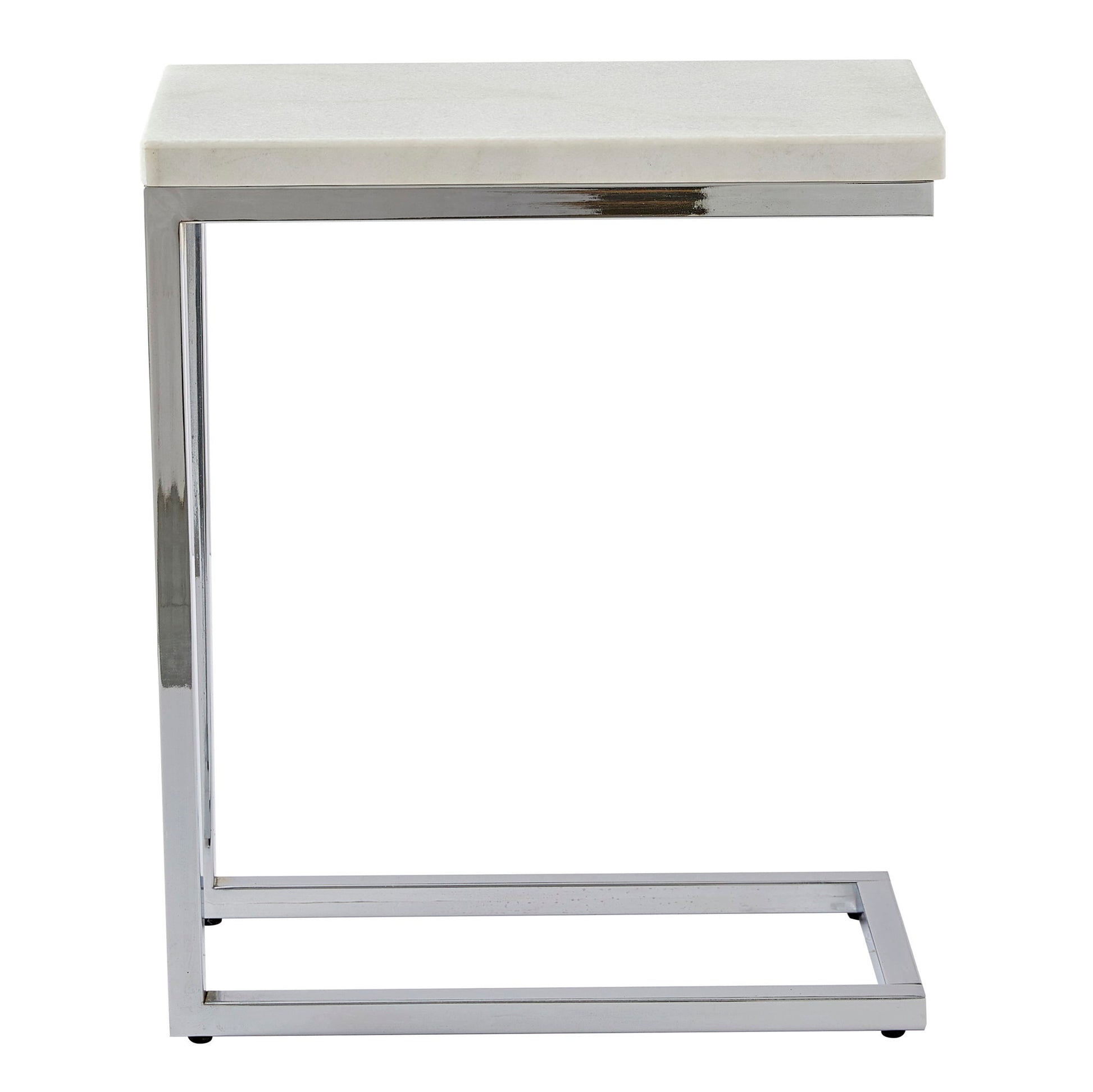 Echo - White Marble Top Chairside Table - White - Hornell Furniture Outlet