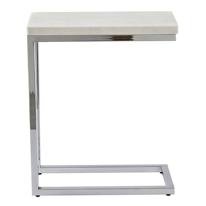 Echo - White Marble Top Chairside Table - White - Hornell Furniture Outlet