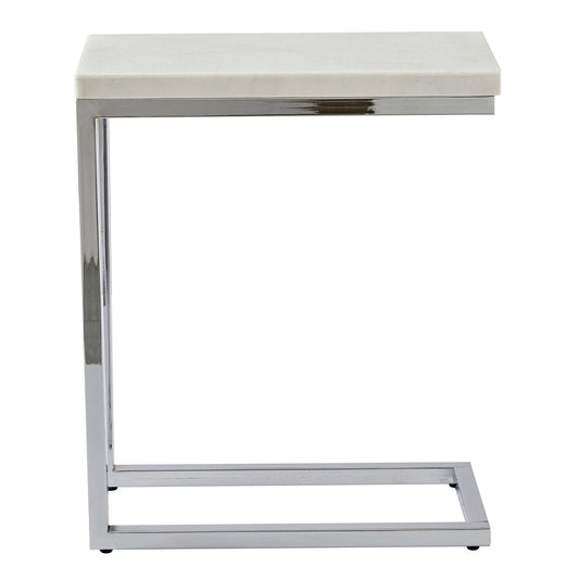 Echo - White Marble Top Chairside Table - White - Hornell Furniture Outlet