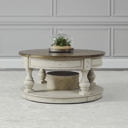 Morgan Creek - Round Cocktail Table - White - Hornell Furniture Outlet
