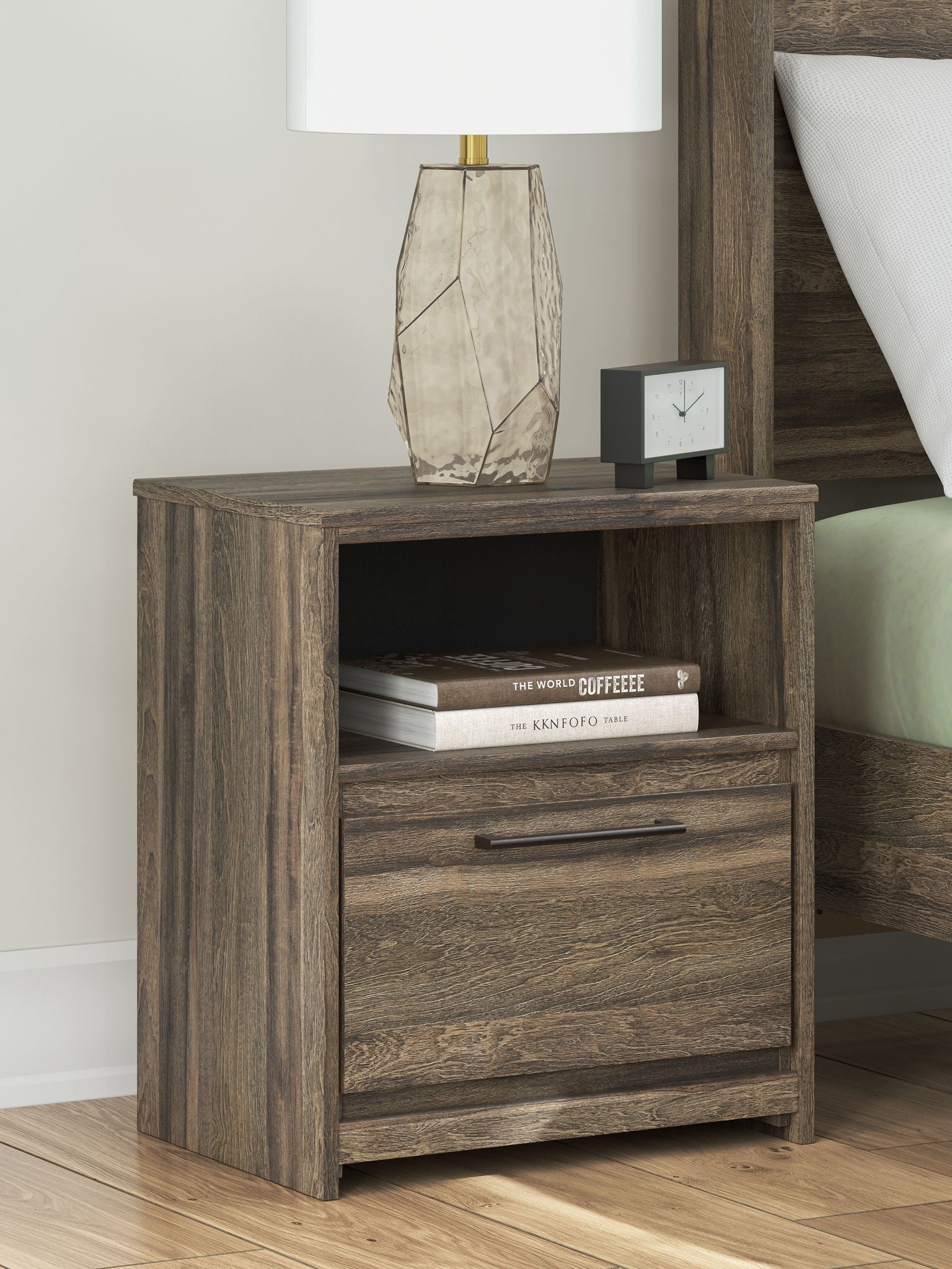Elbrim - One Drawer Night Stand - Brown - Hornell Furniture Outlet
