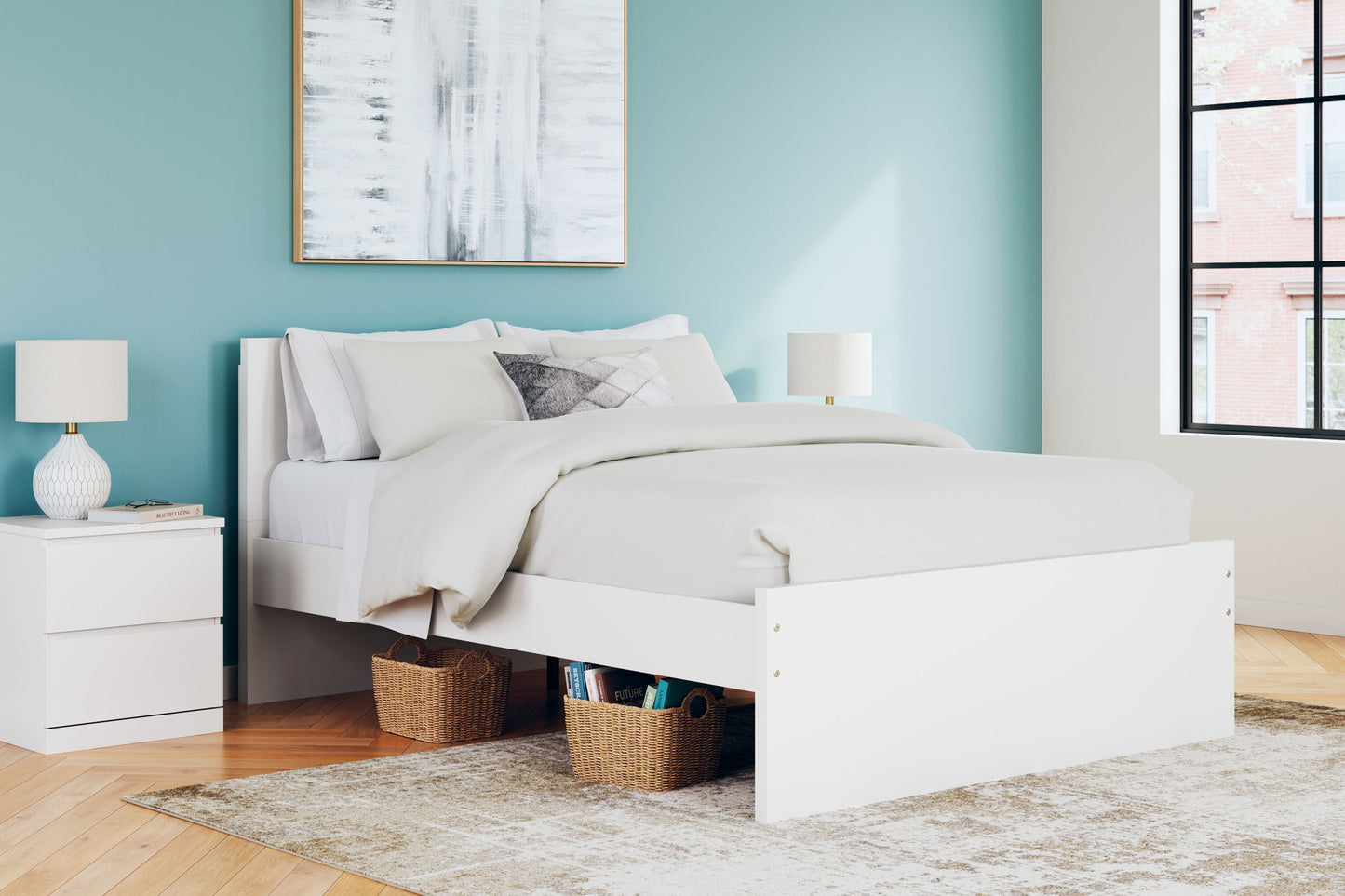Onita - White - Queen Panel Platform Bed - Hornell Furniture Outlet