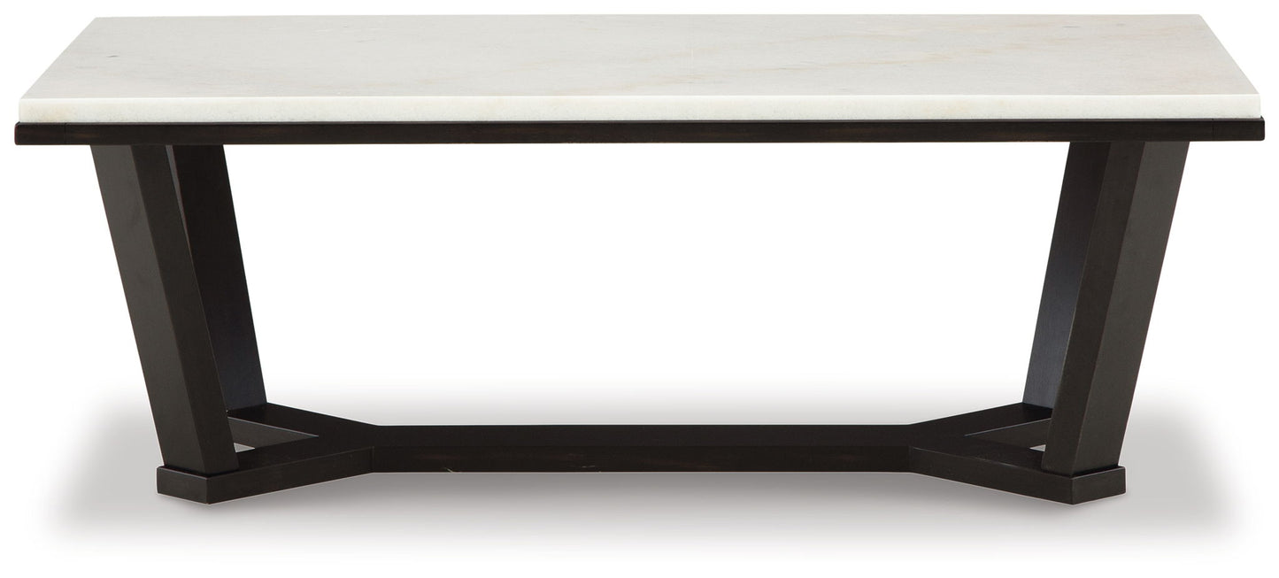 Fostead - White / Espresso - Rectangular Cocktail Table - Hornell Furniture Outlet