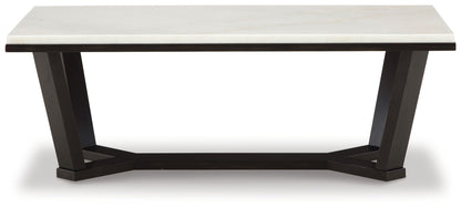 Fostead - White / Espresso - Rectangular Cocktail Table - Hornell Furniture Outlet