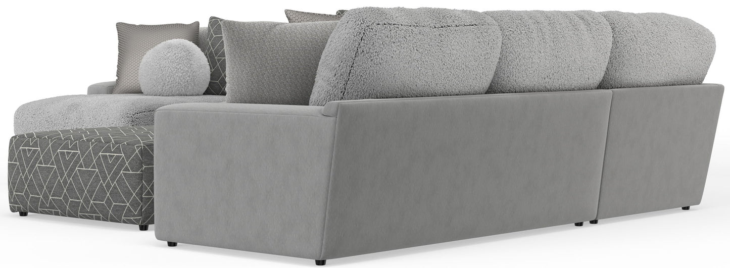 Canyon - 4 Piece Sectional With Cuddler Seat Cushions, Included Accent Pillows And Cocktail Ottoman (Left Side Facing Chaise) - Platinum - Hornell Furniture Outlet