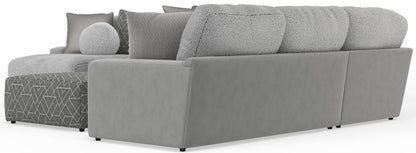 Canyon - 4 Piece Sectional With Cuddler Seat Cushions, Included Accent Pillows And Cocktail Ottoman (Left Side Facing Chaise) - Platinum - Hornell Furniture Outlet