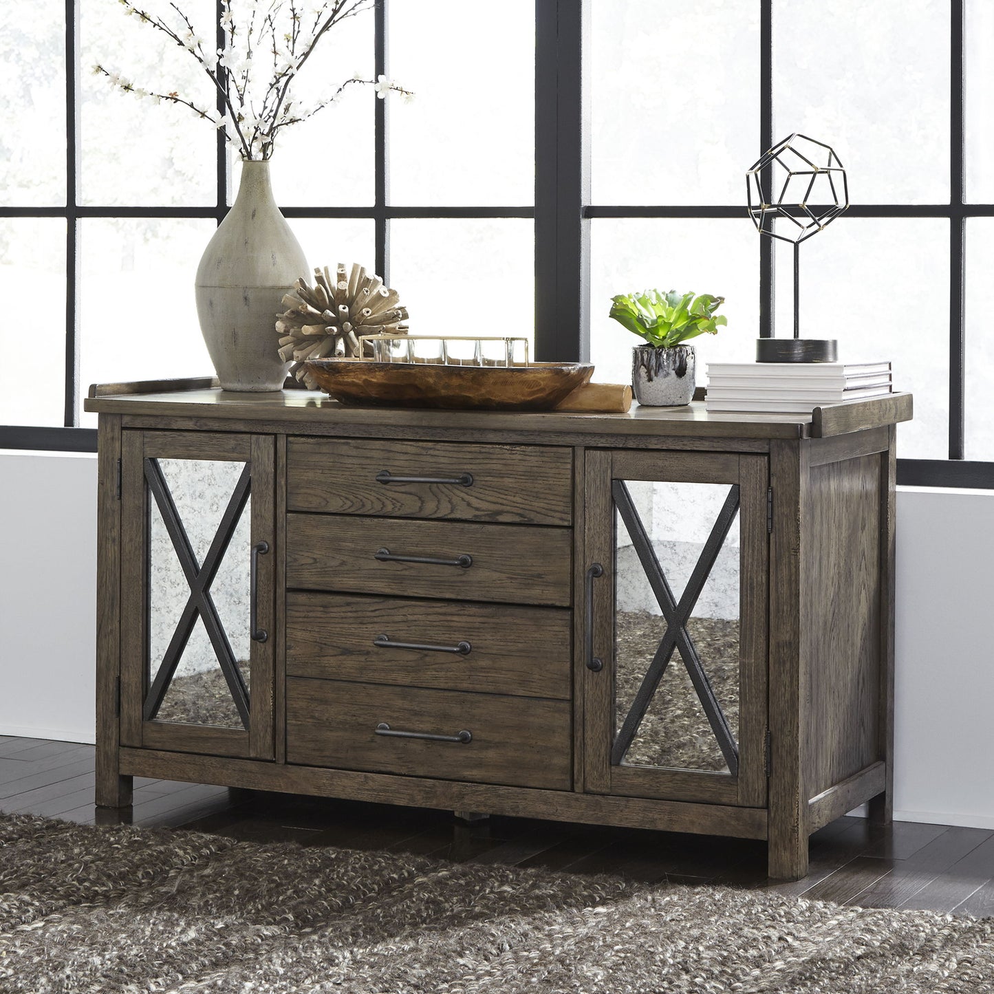 Sonoma Road - Small Credenza - Light Brown - Hornell Furniture Outlet
