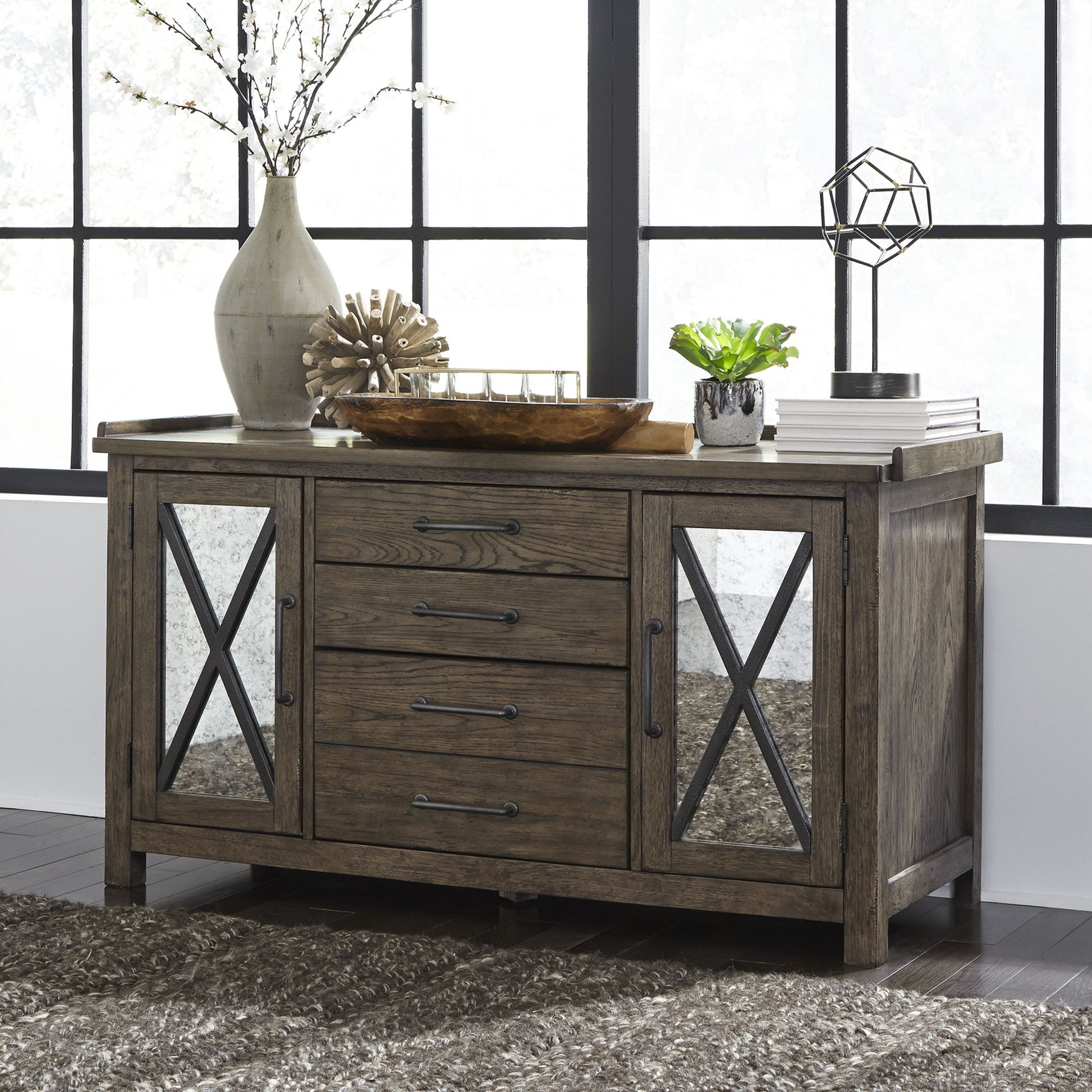 Sonoma Road - Small Credenza - Light Brown - Hornell Furniture Outlet