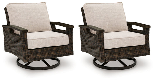 Monterey Point - Swivel Lounge Chair (Set of 2) - Dark Brown - Hornell Furniture Outlet