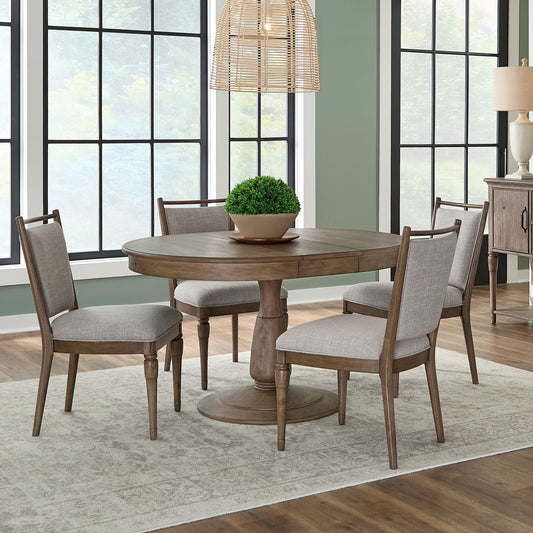Hickory Grove - Opt 5 Piece Pedestal Table Set - Heirloom Brown - Hornell Furniture Outlet