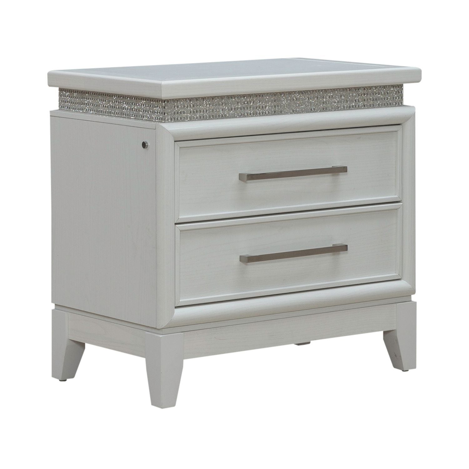Reflections - Nightstand With Lights and Charging Station - White - Hornell Furniture Outlet
