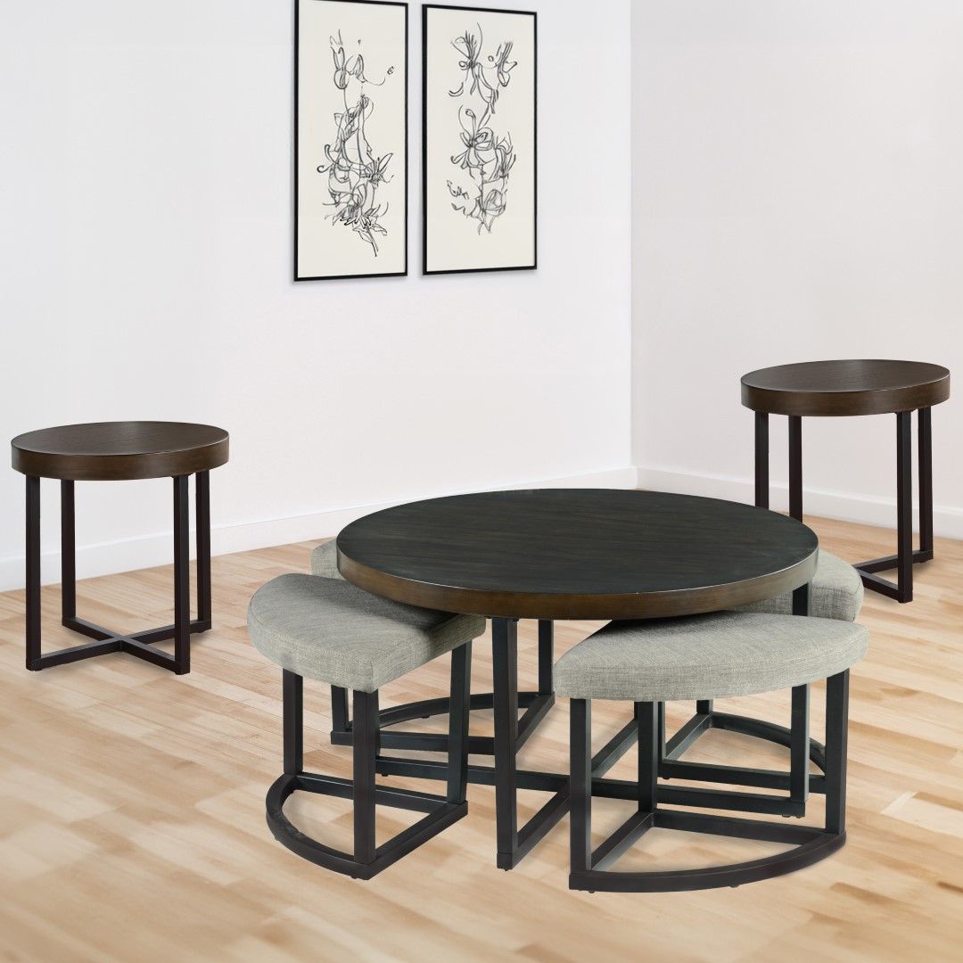 Yukon - 3 Piece Table Set - Brown - Hornell Furniture Outlet