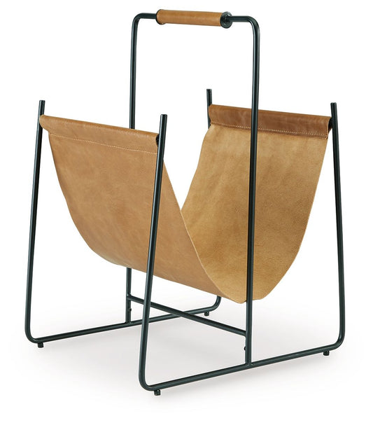 Faronworth - Brown / Black - Magazine Rack - Hornell Furniture Outlet
