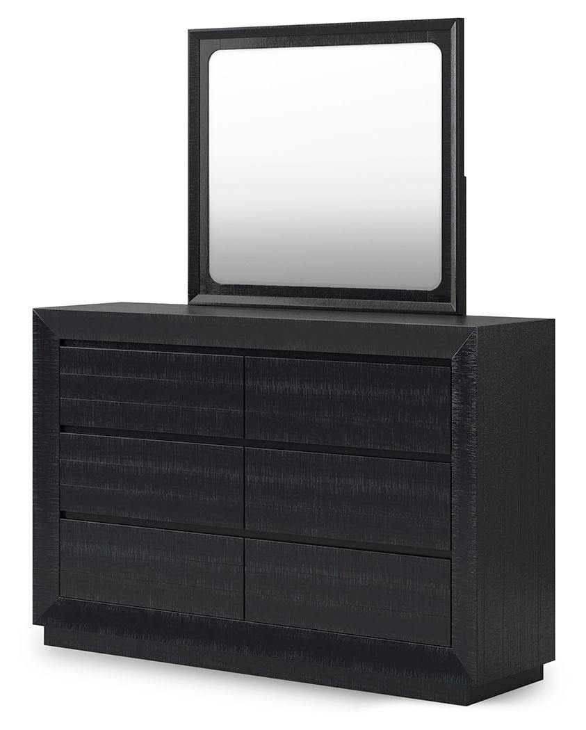 Londer - Black - Dresser And Mirror - Hornell Furniture Outlet