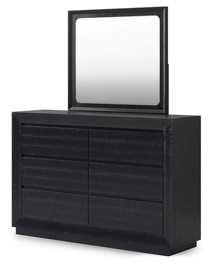 Londer - Black - Dresser And Mirror - Hornell Furniture Outlet