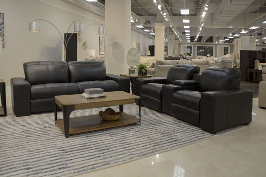 Ferrara - Power Adjustable Headrest Power Recliner Sofa With Zero Gravity - Black - Hornell Furniture Outlet
