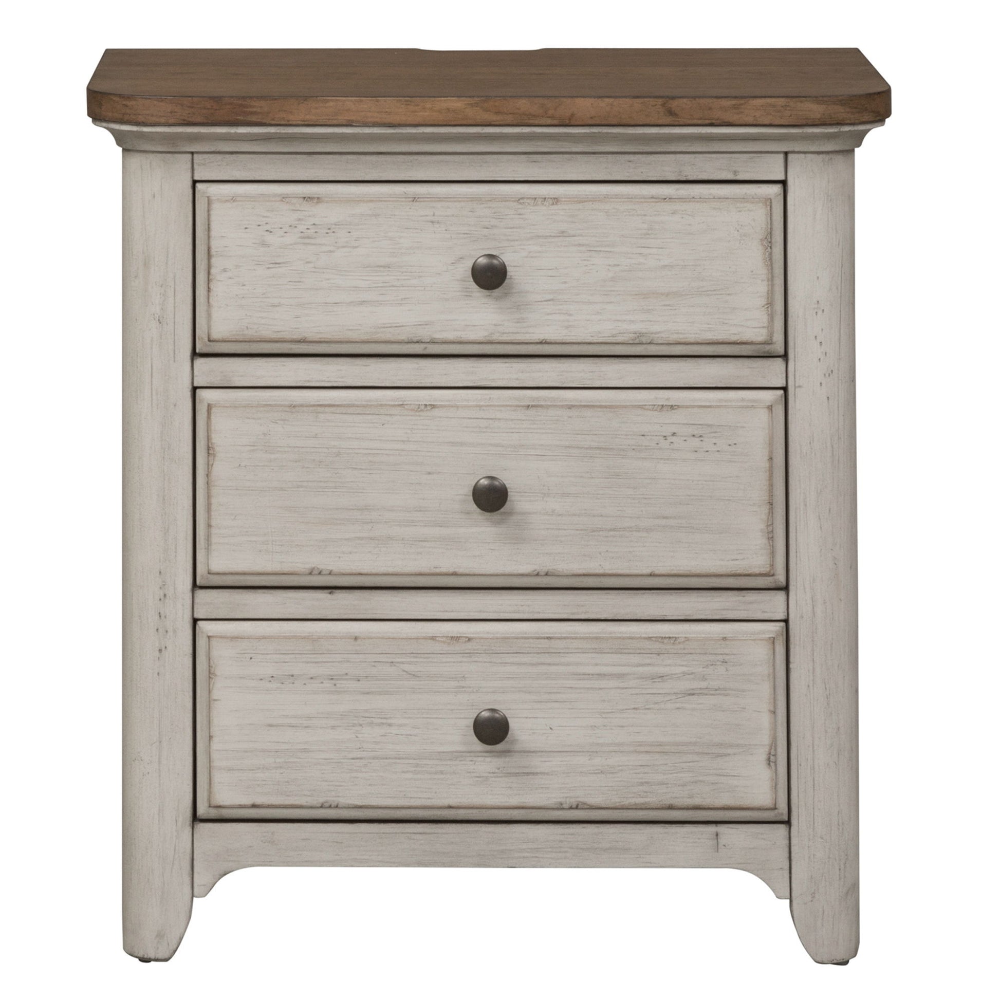 Farmhouse Reimagined - 3 Drawer Nightstand With Charging Station - White - Hornell Furniture Outlet