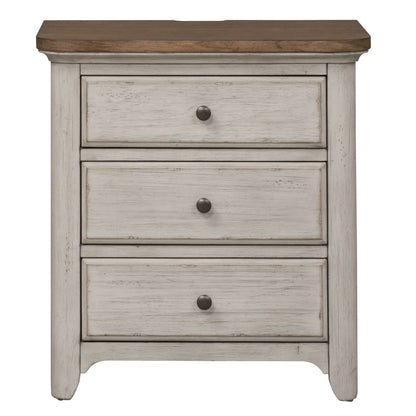 Farmhouse Reimagined - 3 Drawer Nightstand With Charging Station - White - Hornell Furniture Outlet
