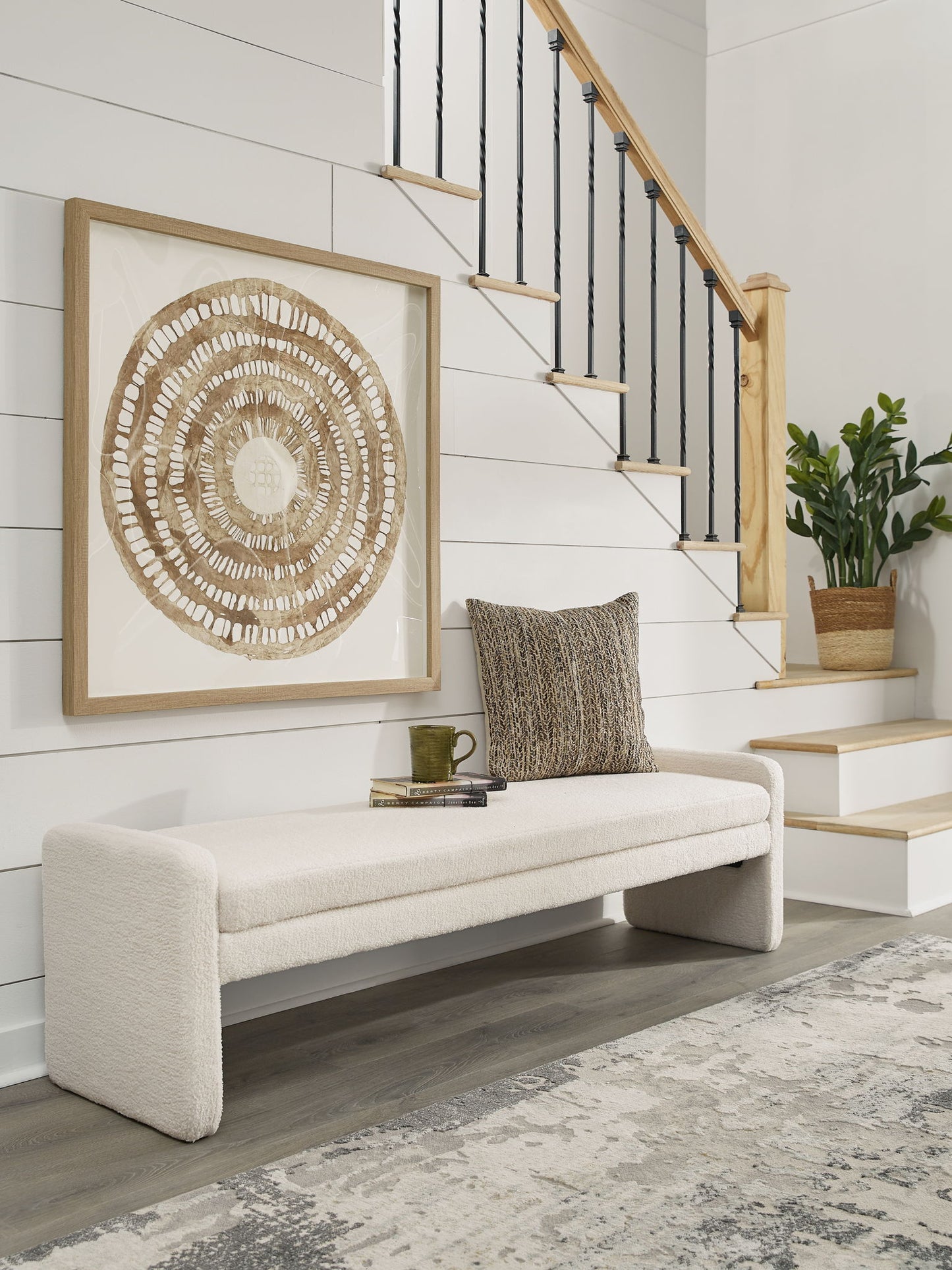 Lembertson - Ecru - Accent Bench - Hornell Furniture Outlet