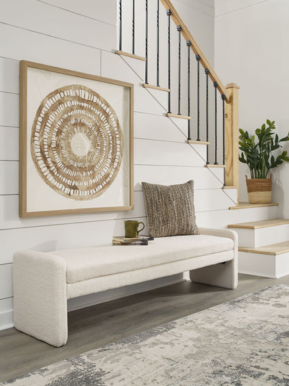 Lembertson - Ecru - Accent Bench - Hornell Furniture Outlet