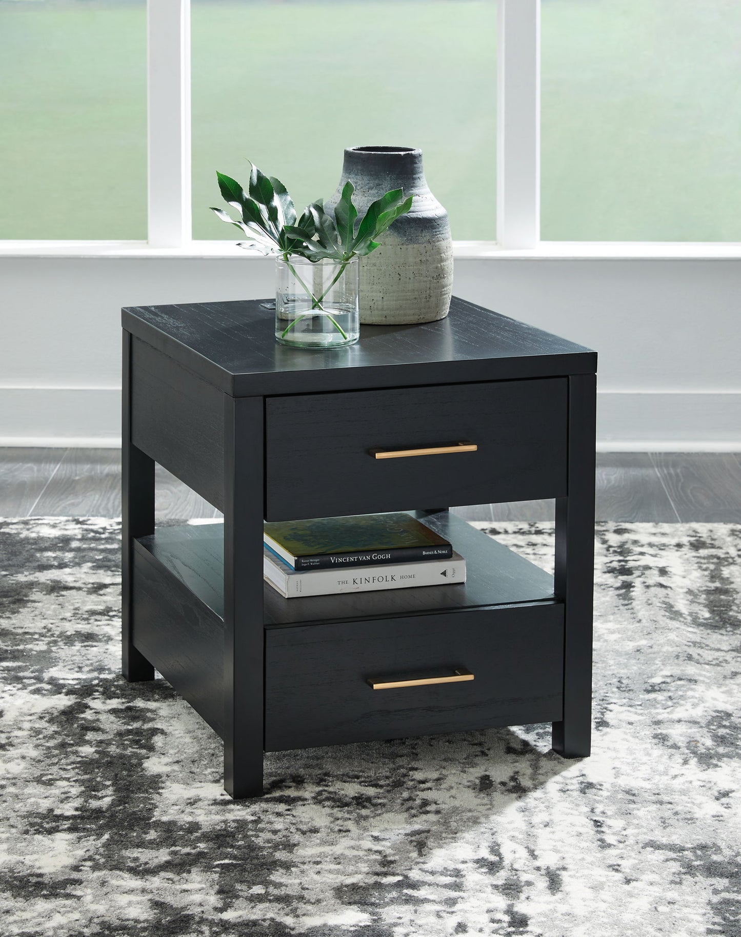 Winbardi - Black - Rectangular End Table - Hornell Furniture Outlet