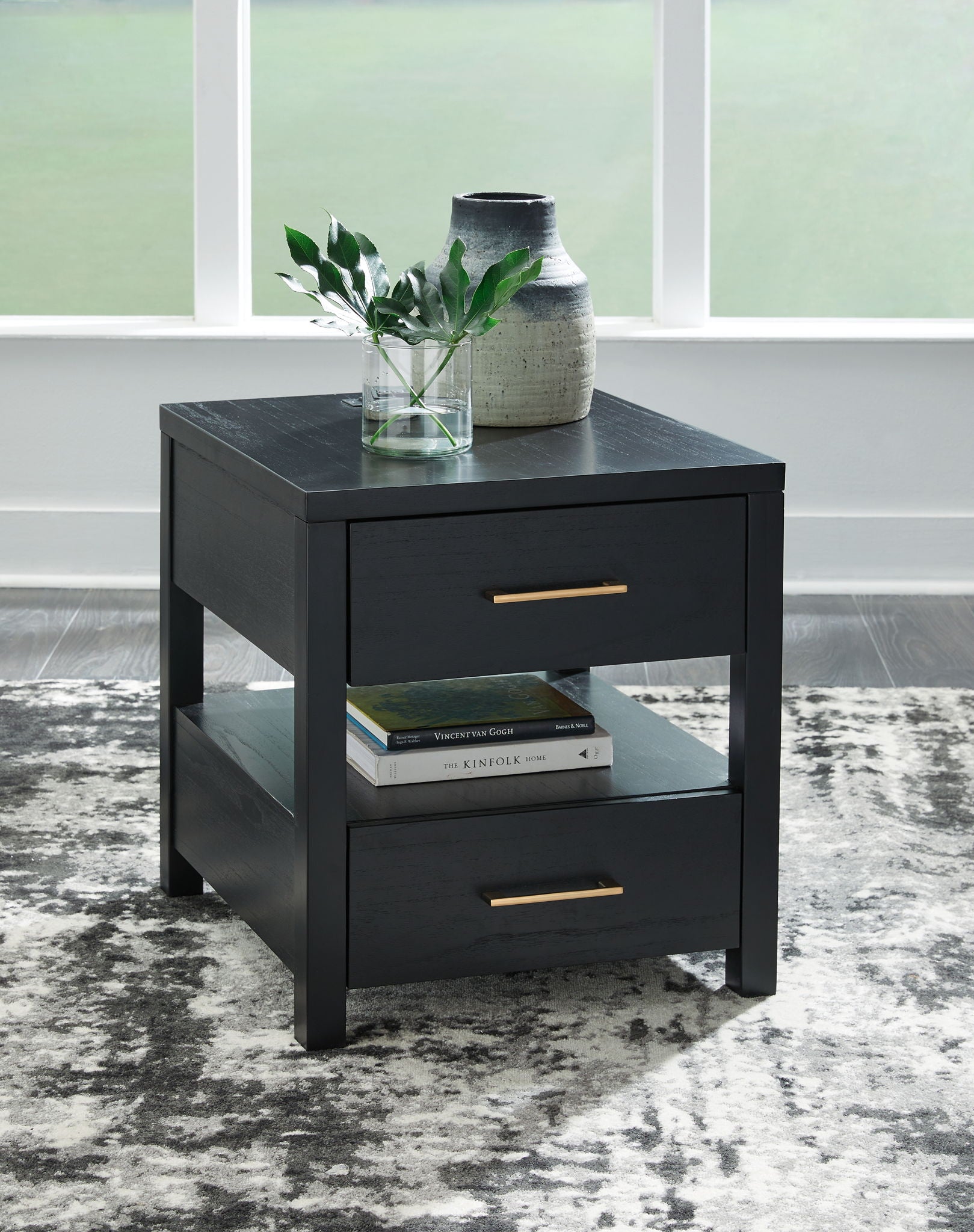 Winbardi - Black - Rectangular End Table - Hornell Furniture Outlet