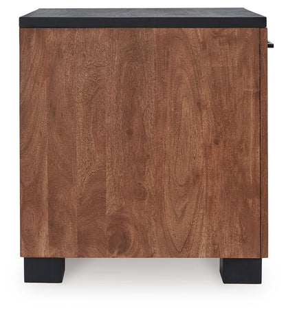 Kallari - Warm Brown / Black - Chair Side End Table - Hornell Furniture Outlet